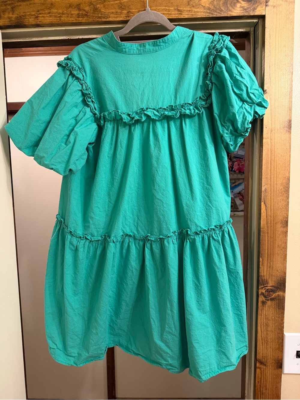 Teal Button-Front Ruffle Tunic - Picture 3 of 3